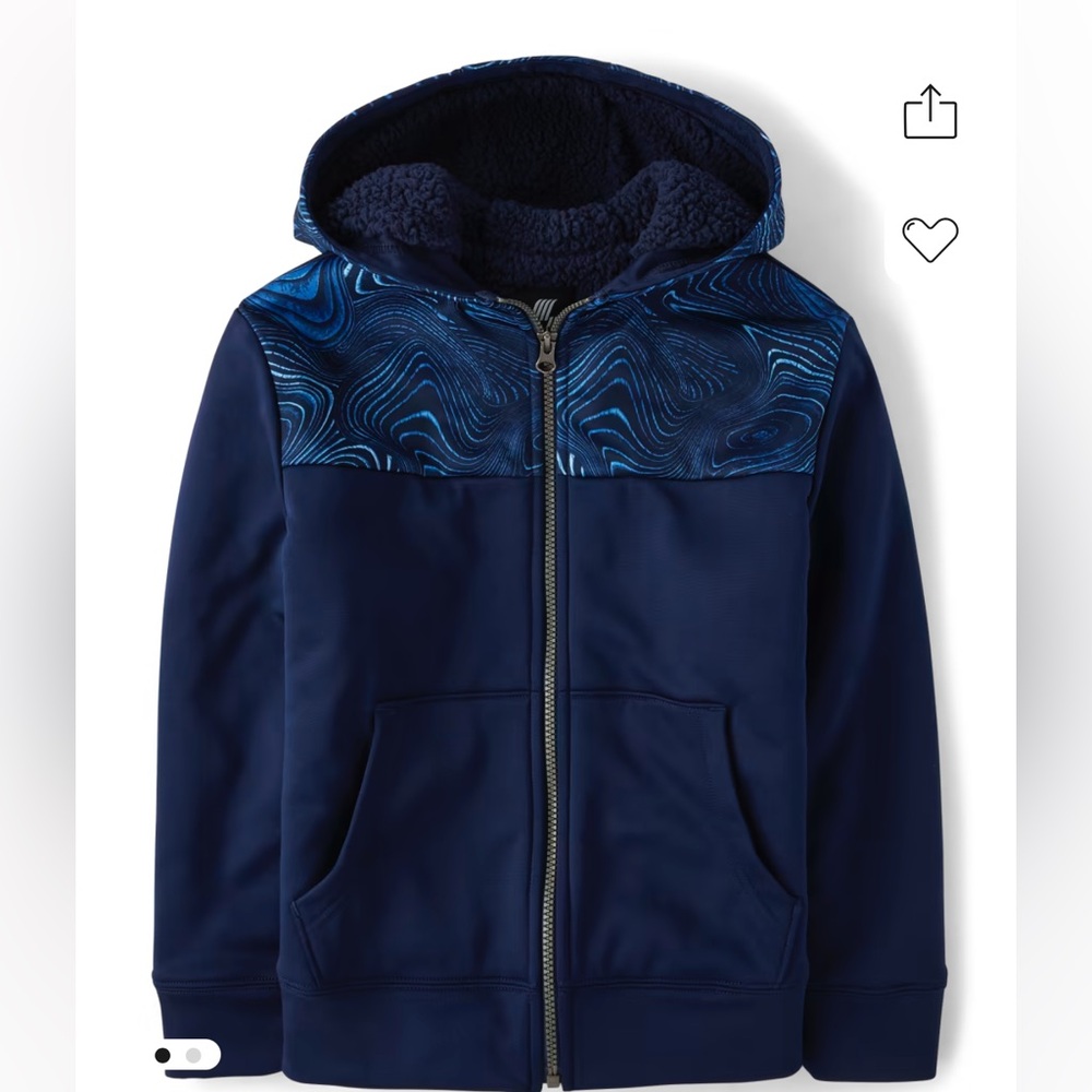 NEW The children’s Place Boys Sherpa-Lined Performance Zip-Up Hoodie small